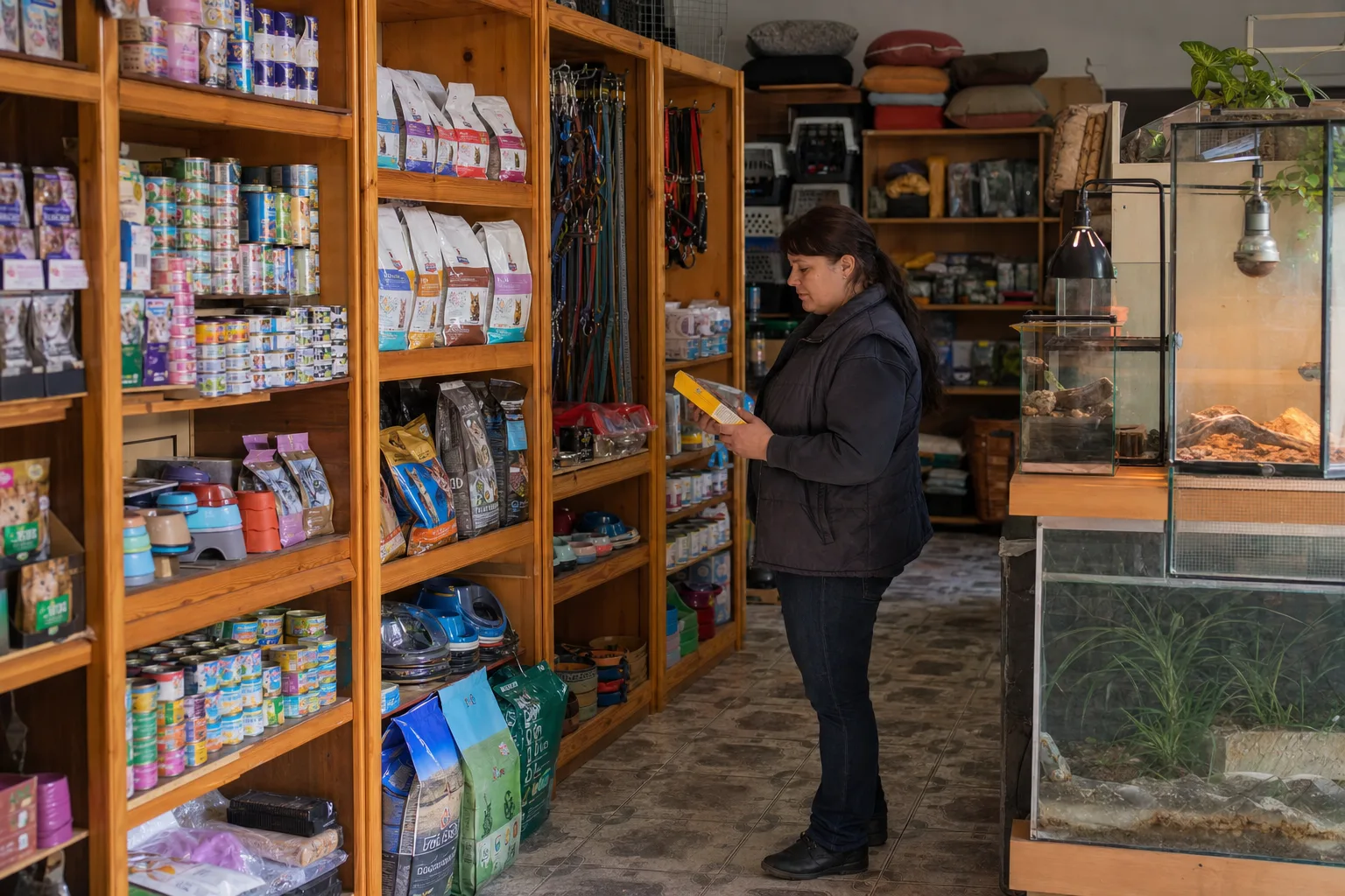 Полиці із зоотоварами в магазині